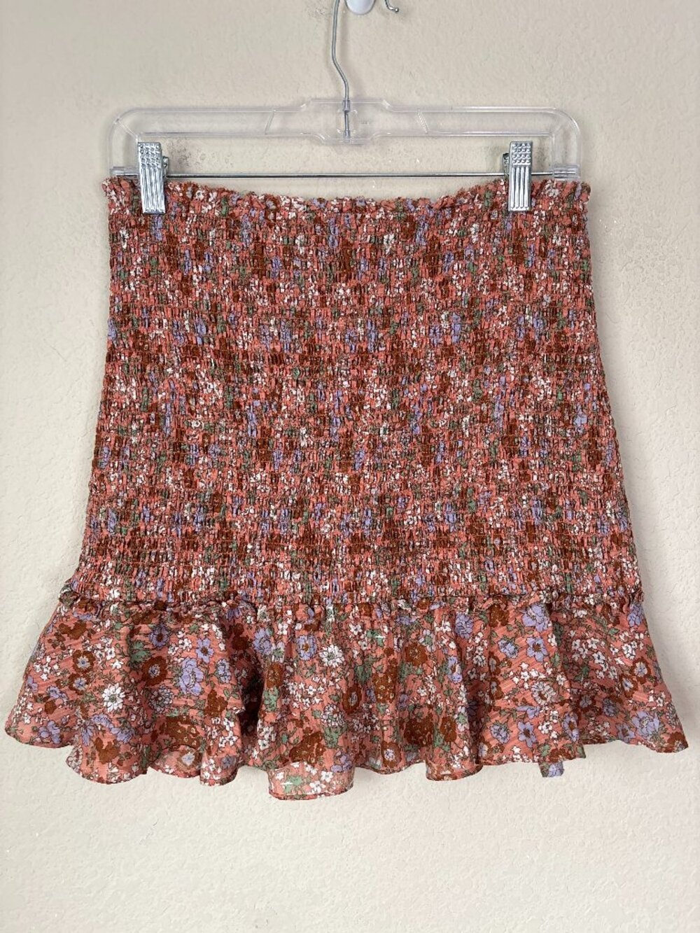 Veronica Beard Melodie Floral-Print Smocked Cotton Mini Skirt